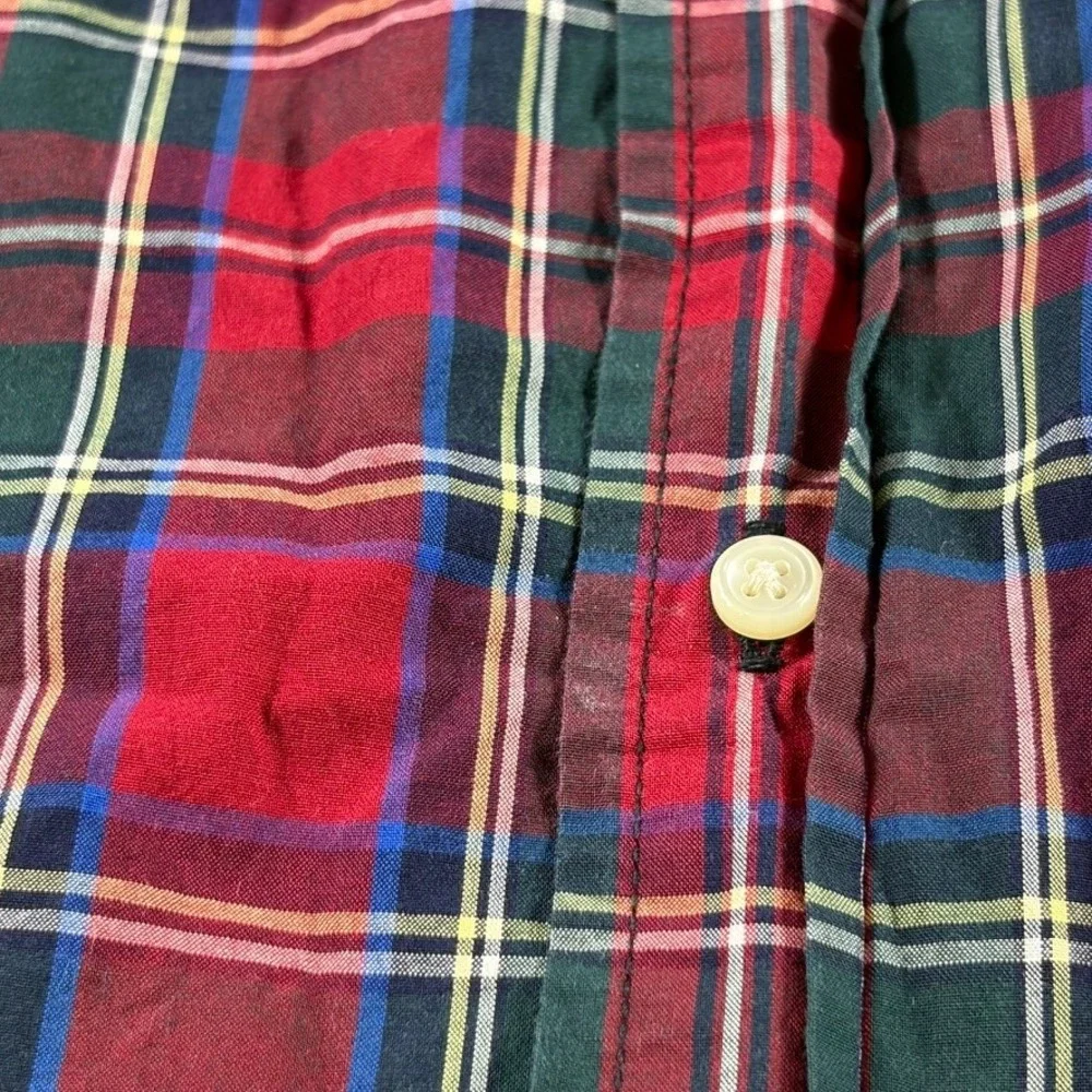 Ralph Lauren Boys Red Plaid Cotton Button Down Shirt Size 6 Pony Holiday Preppy